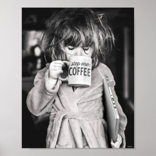 Póster Niña que bebe café