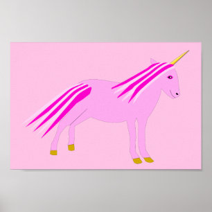 Póster Niña Rosa bonito Unicorn