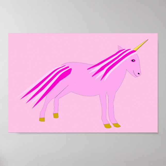 Póster Niña Rosa bonito Unicorn (Frente)