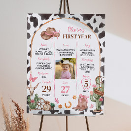 Póster Niña rosada de rodeo fotográfica de primer año