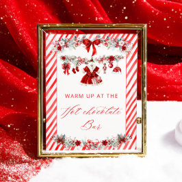 Póster Niña Santa Bebé calienta en el bar de chocolate ca