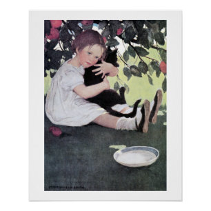 Póster Niña sosteniendo un gato negro, Jessie Willcox Smi