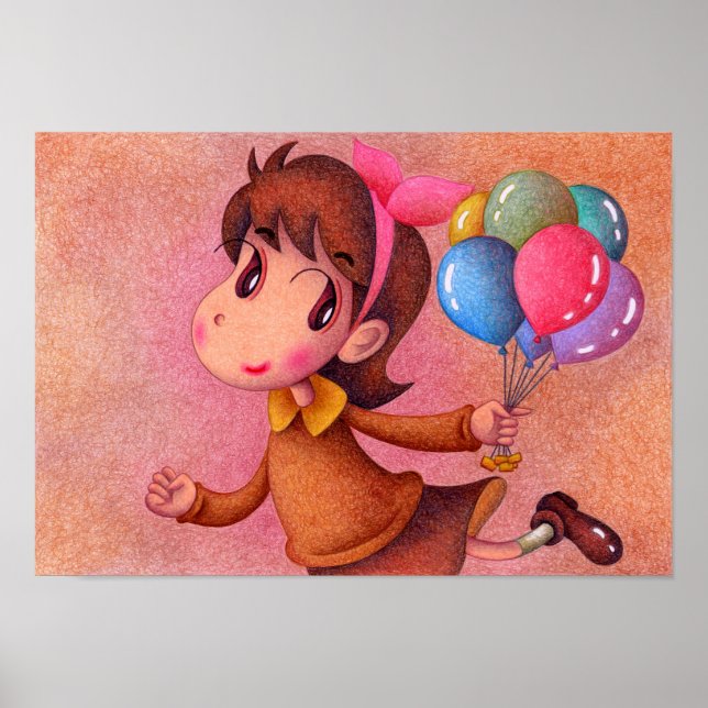 Póster Niña sosteniendo un globo. (Frente)