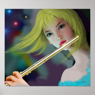 Póster Niña tocando la flauta 2