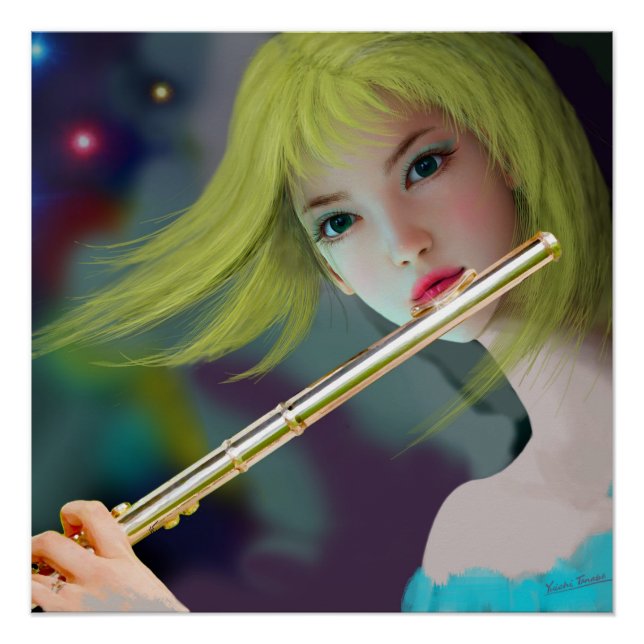 Póster Niña tocando la flauta 2 (Anverso)