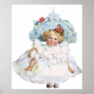 Póster Niña victoriana de época, Gorra de Vestir Pascua