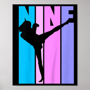 Póster Niñas 9º Cumpleaños Kickboxing Kickboxer Niña 