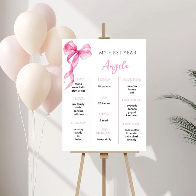 Póster Niñas con lazo rosa cumpleaños año de vida (Subido por el creador)