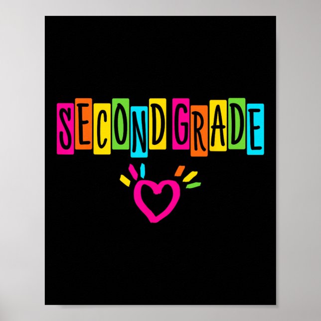 Póster Niñas de segundo grado lindas corazón primer día d (Frente)