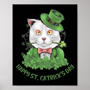 Póster Niñas Día de San Patricio Gato Feliz St Catricks D