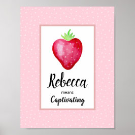 Póster Niñas Fresa en Acuarela Rosa y Significado del Nom