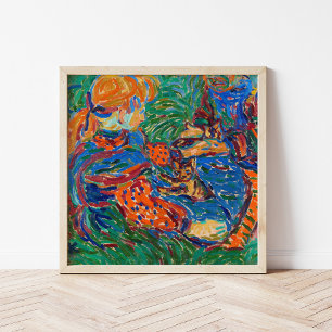 Póster Niñas jugando con gatos   Ernst Ludwig Kirchner