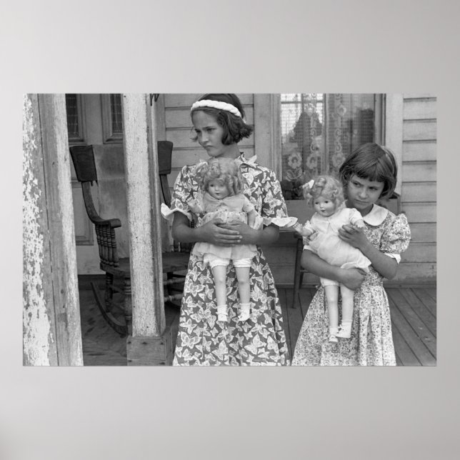 Póster Niñas pequeñas con muñecas, años 30 (Frente)