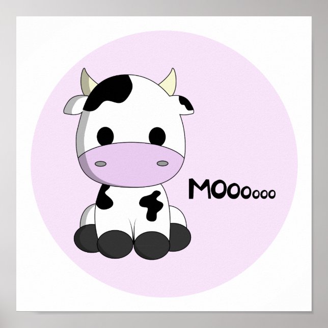Póster Niñas rosadas lindas personalizados de vaca poster (Frente)