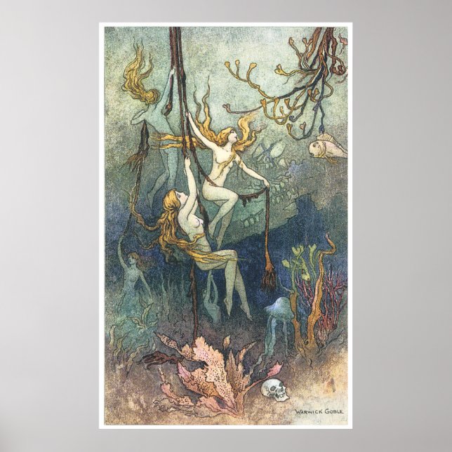 Póster Ninfas De Mar Imprimidas Por Warwick Goble (Frente)
