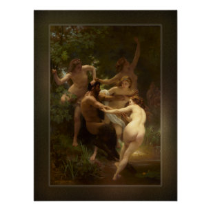 Póster Ninfas y Satyr de William-Adolphe Bouguereau