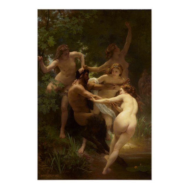 Póster Ninfas y Satyr de William-Adolphe Bouguereau (Anverso)
