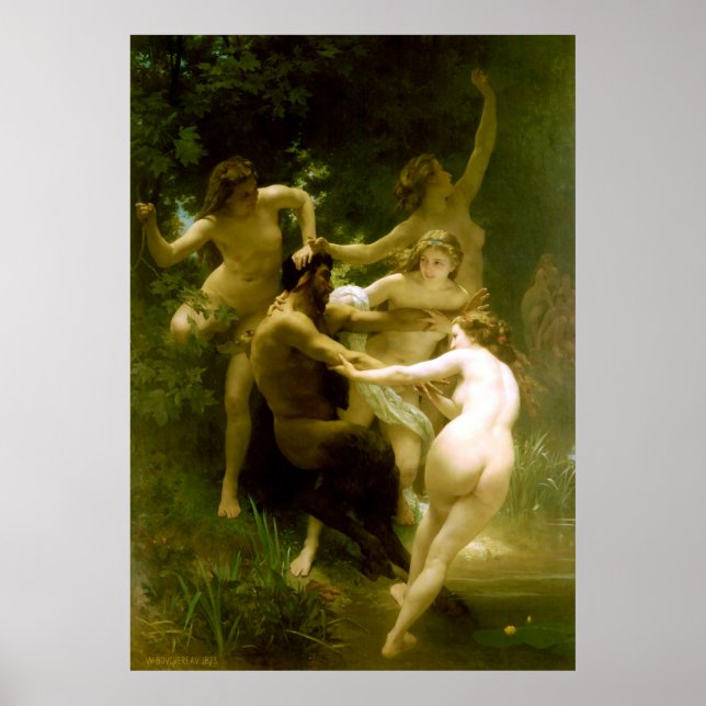 Póster Ninfas y Satyr de William Adolphe Bouguereau (Frente)