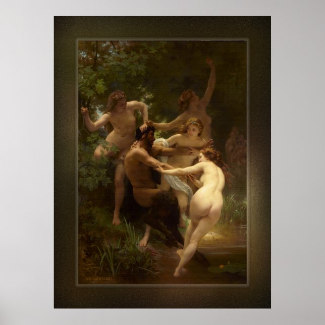 Póster Ninfas y Satyr de William-Adolphe Bouguereau (Frente)