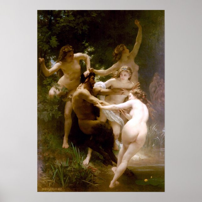 Póster Ninfas y Satyr, William-Adolphe Bouguereau (Frente)