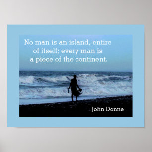 Póster Ningún hombre es una isla - poster de citas de Joh