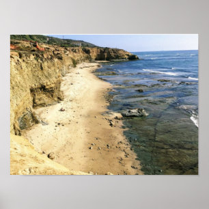 Póster Ningunos acantilados de la Playa-Puesta del sol de