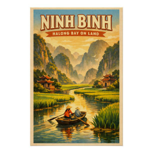 Póster Ninh Binh, Vietnam, en un clásico viaje retro