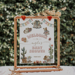 Póster Niñita vaquera Wild West Boho Baby Shower