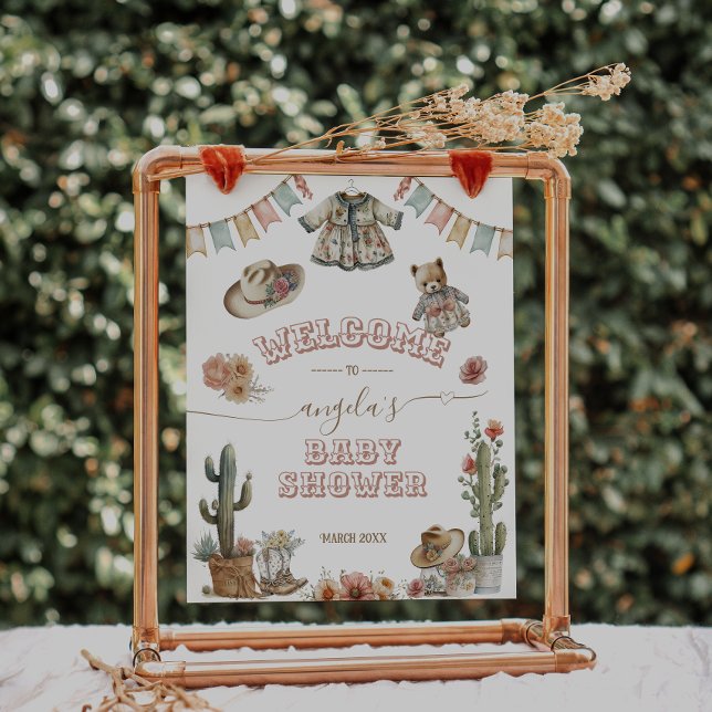 Póster Niñita vaquera Wild West Boho Baby Shower (Subido por el creador)