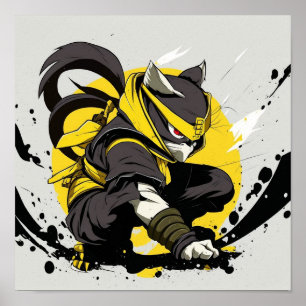 Póster Ninja Cat Anime Poster