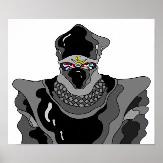 Póster Ninja con atuendo negro.