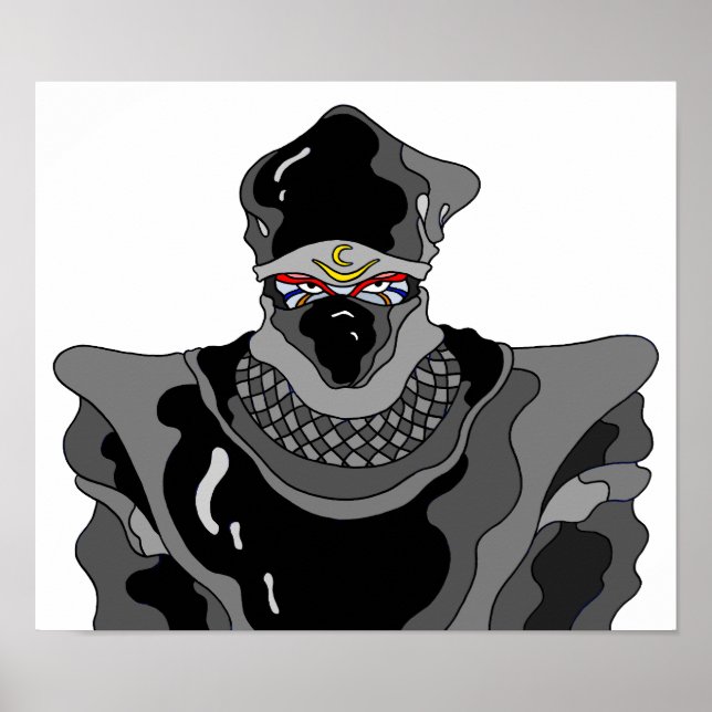 Póster Ninja con atuendo negro. (Frente)