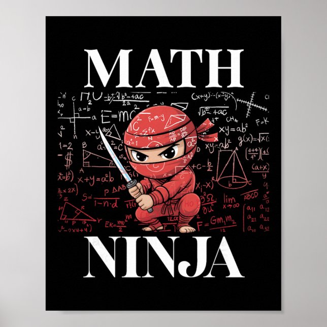 Póster Ninja de Matemáticas Álgebra Cálculo Matemáticas E (Frente)