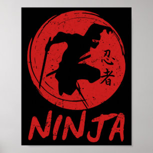 Póster Ninja En Entrenamiento Curso De Obstáculos Guerrer