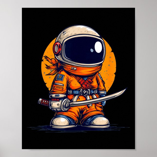 Póster Ninja genial con traje de astronauta (Frente)