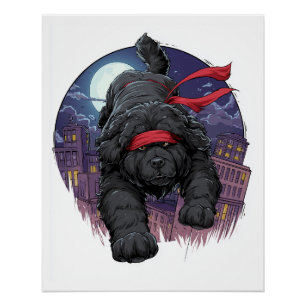 Póster Ninja Newfie � Perro Grande Sigiloso