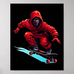 Póster Ninja Skater - Patineta Skateboarder Skateboarding