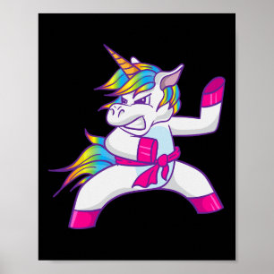 Póster Ninja Unicornio Karate Taekwondo Kung Fu Luchando