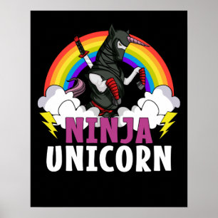 Póster Ninja Unicornio Samurai artes marciales del arco i