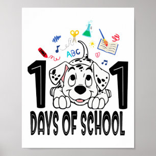Póster Niño 100 Días De Escuela Cachorro Dálmata 100º Día