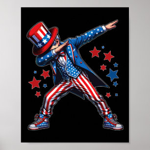 Póster Niño Americano Dabbing Patriótico 4 De Julio Niños