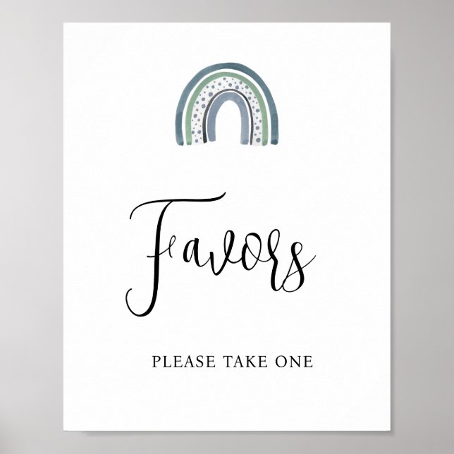 Póster Niño arcoiris favorece Rótulo Baby Shower (Frente)