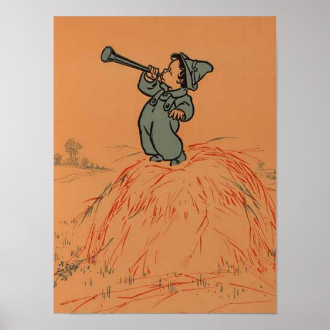 Póster Niño Azul Antiguo Romance de Cuna (Frente)