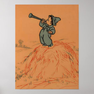 Póster Niño Azul Vintage Rima Infantil