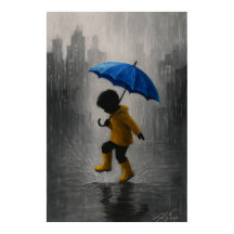 Niño bailando en la lluvia