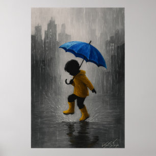 Póster Niño bailando en la lluvia