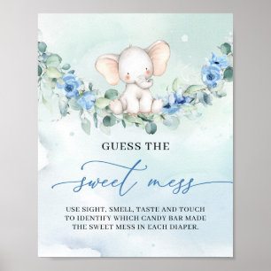 Póster Niño bebé elefante floral Adivina El juego del Dul