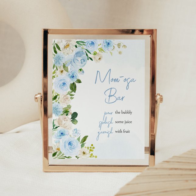 Póster Niño bebé en Bloom Baby Shower Mom osa Bar (Spring Flowers Baby Shower Mom Osa Bar Sign)