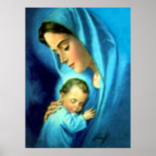 Póster Niño bendecido Jesús del Virgen María y del niño