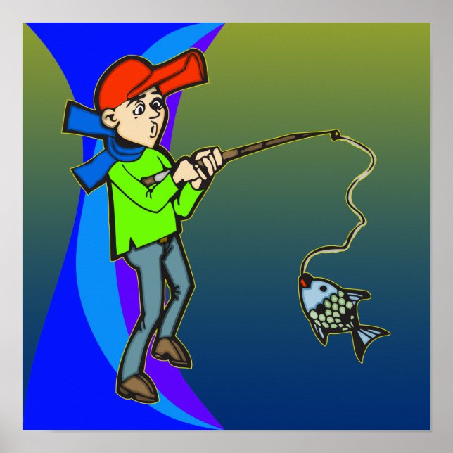 Póster Niño Capturando Un Pescado (Frente)